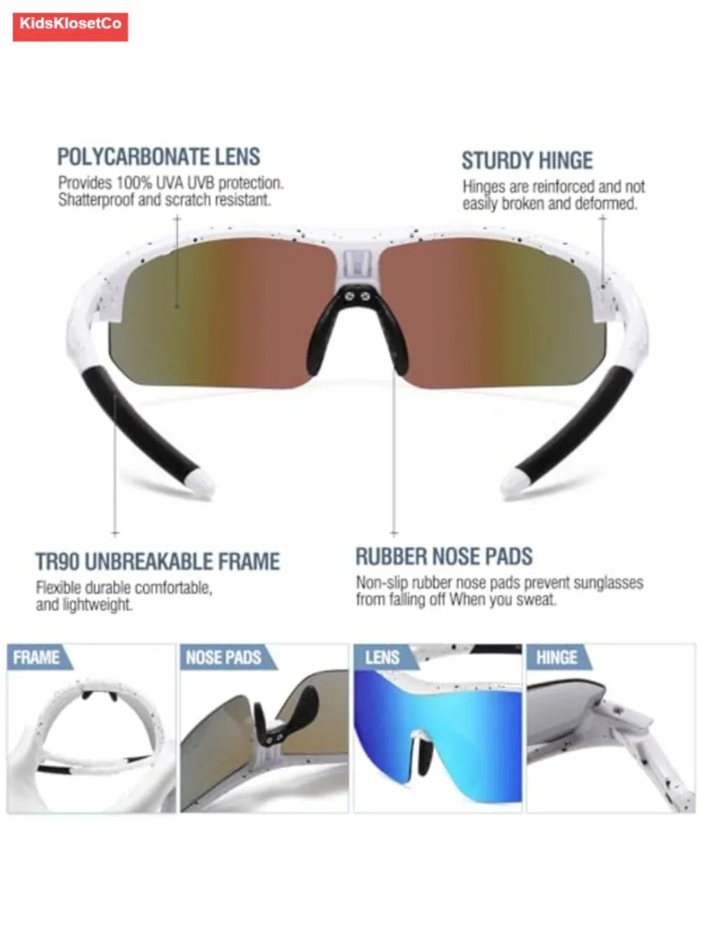 Kids Polarized Sports Sunglasses UV400 Protection TR90 Frame
